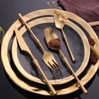 CHUFEI direct producer antique matte gold golden metal stainless steel cutlery set