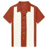 Wholesale Man Club Shirt Cotton Sienna Ivory Splicing Custom Logo Band Bowling Shirts