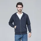 Wholesale bulk high quality zipped heavyweight 100% cotton plain blank men's hoodies