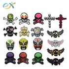 OEM personal custom twill iron on embroidery patches skull