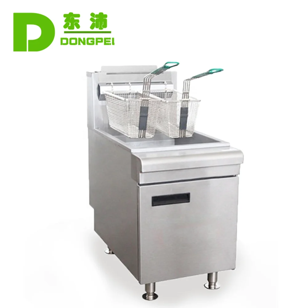 Double Tank Basket Gas Countertop Fryer 304 Stainless Steel Chips