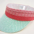 Girls multi color paper straw visor sun hat