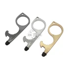 Hot sale metal simple fashion decoration stylus no touch door brass opener key chain