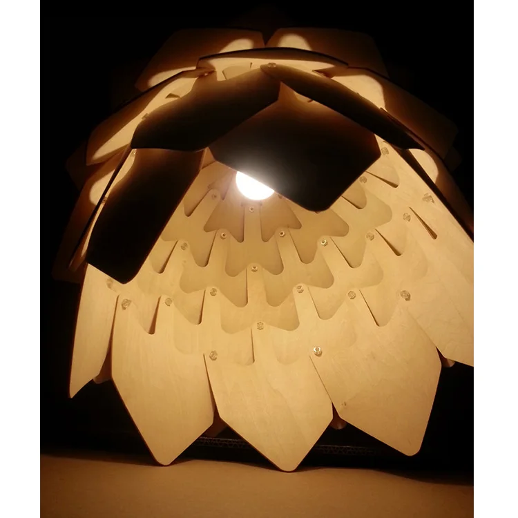Handmade pinecone shape natural basswood chandeliers for restaurant hotel villa pendant light