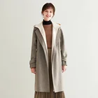 Europe USA Fashion Online Wholesale Coat Cashmere Long Coats Woman Wear Wool Blend Coat with Belt