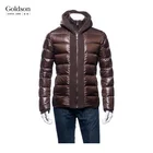 Brown wool collar bomber bubble mens down jacket for winter