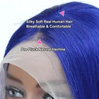 Virgin brazilian hair short Blue Bob 100% Human Hair Lace Front Wig