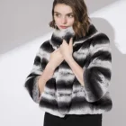 New Rex Rabbit Fur Chinchilla Jacket Coat for Women Dyed Fur Garment