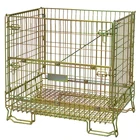 Foldable pallet warehouse stacking metal wire container storage transport cage