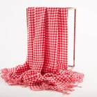 Ladies 100% Wool Scarves super soft hand knitting plaid shawl scarf