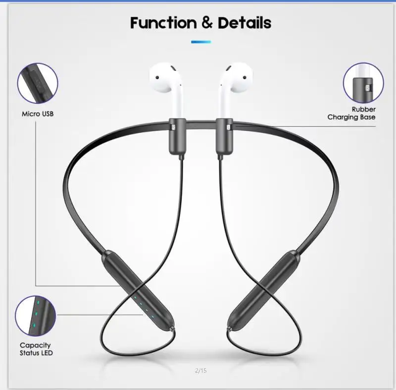 Sport Power NeckBand 110mAh Power Bank for AirPods, Accessories Enhancing Battery & Anti-Lost Compatible with Apple Airpods - ANKUX.COM