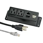 2 Sockets With USB And Internet Ports Power Outlet Power Strip Furniture Hotel Project