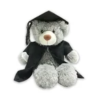 Custom mini plush panda mascot soft toy graduation teddy bear with cap and gown