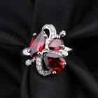 Engagement Silver Garnet Ring Factory Supplying Wholesale 925 Sterling Silver Red Garnet Wedding Ring