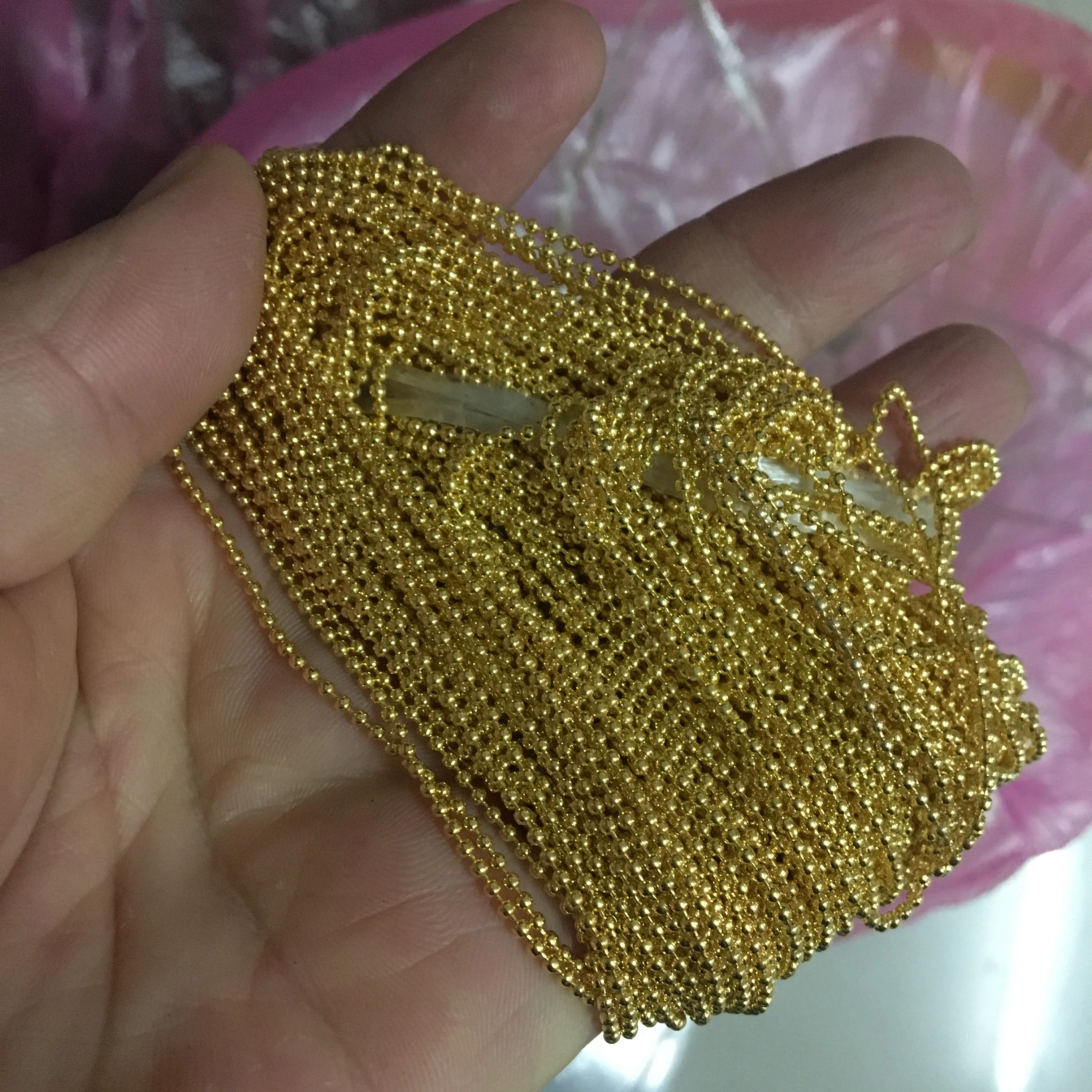 yiwu shuoke crafts factory price high quality iron brass stainless steel bead ball chain