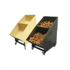 2 Tier Natural Wooden Supermarket Fruit and Vegetable Shelf Rack Display Stands
