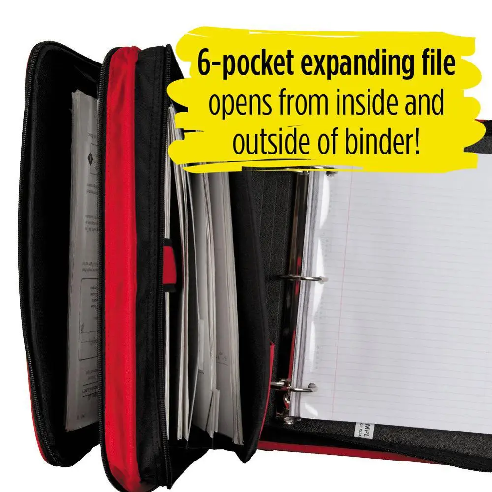 ring binder,eldenring 2 inch zipper binder 3 ring binder school 6-pocket expanding