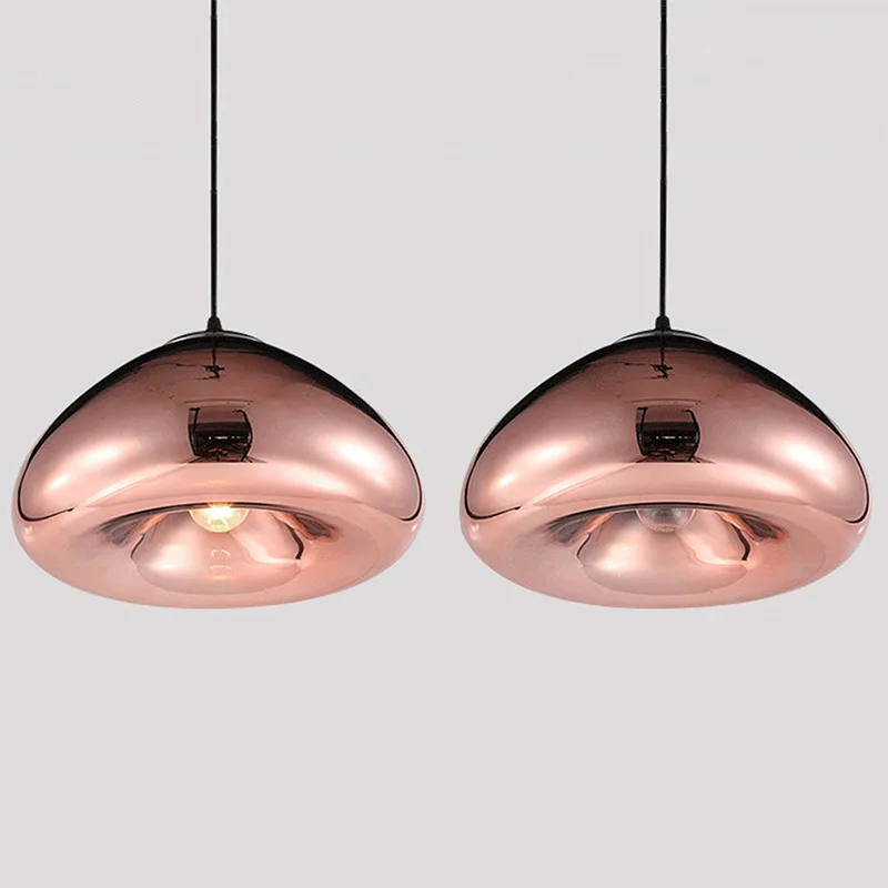 Fancy Modern Round Gold Silver Bowl Glass Pendant Light Creative Void Indoor Drop Lighting