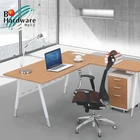 Modern L shape office desk executive iron oval tube table leg