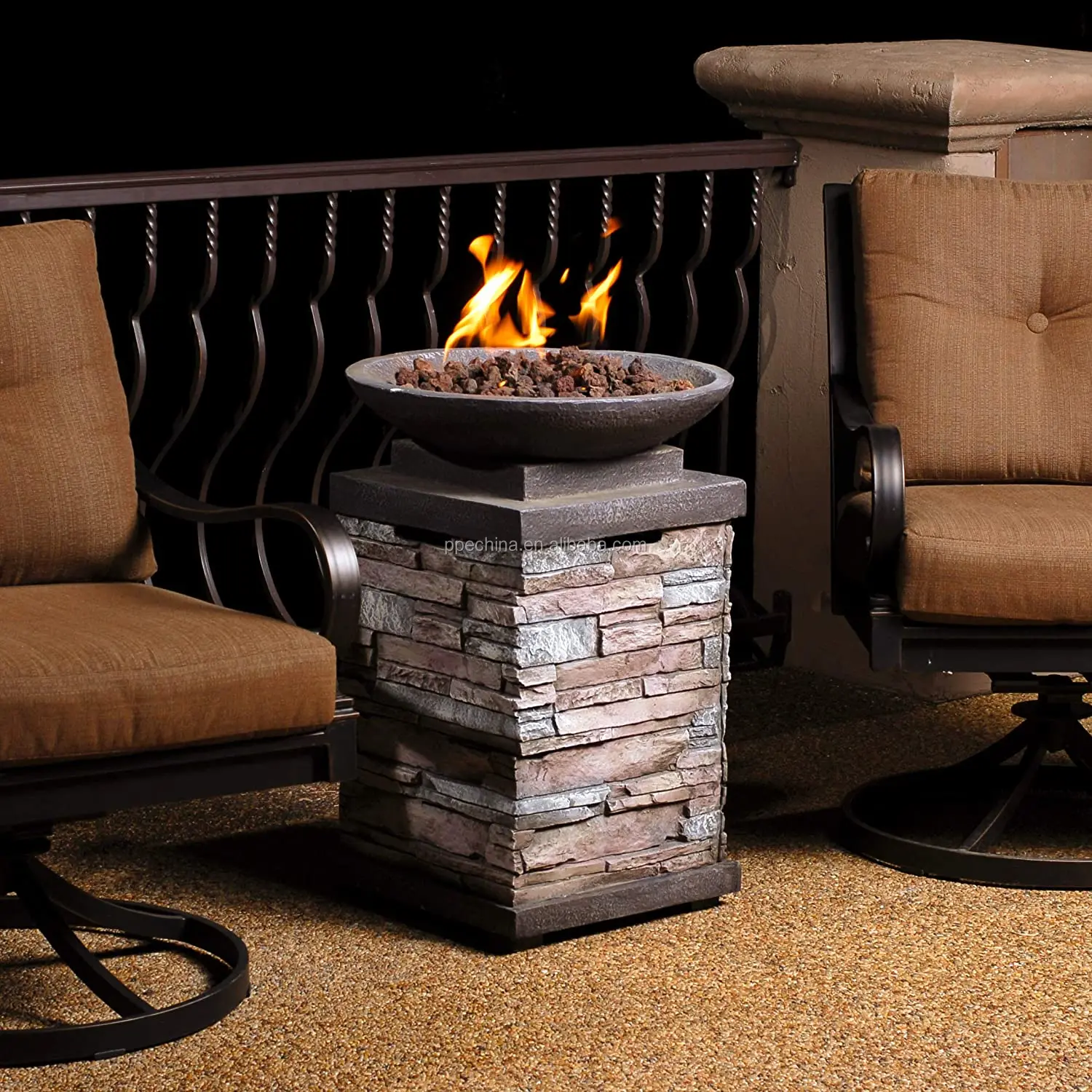 Standing outdoor gas stove stone heating fireplace fire pits