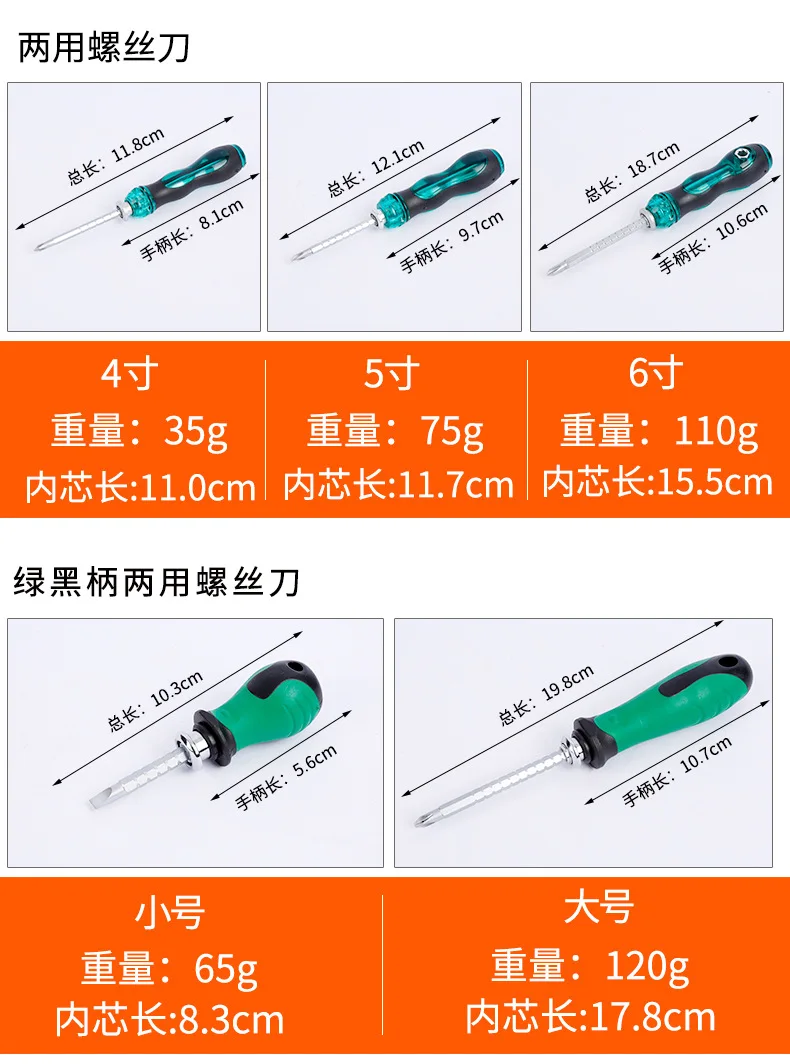 Chrome Vanadium Alloy Steel Dual-purpose Screw Multi-function Cross With Magnetic Manual Screwdriver