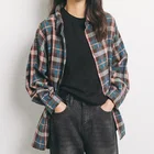 Korean Instagram Style Autumn Winter Women Loose Plaid Shirt Coat Casual Tops