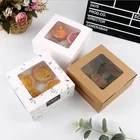 Custom White Transparent Mini Cupcake Box Window Clear 2 4 6 Hole Muffin Cup Cake Cupcake Paper Packaging Box