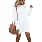 Dresses Sweater Dresses Women 2020 Fall Winter Women Casual Clothing Half High Neck Long Pullover Sweater Dresses