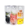 Clear Hand Held Juice Sealed Translucent Drink Pouches for Zipper Plastic Drinking Bags Plastic Straw