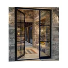 China Manufacturer Swing Open Exterior Black Metal French Doors Panel With Hardware Kit