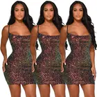 10276NA Lowest Price Suspender Micro Short Colorful Sequins Mini Women Sexy Dress For Women Club