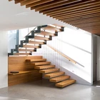 Australian Standard Oak Wood Tread Stairs Interior Staircase Straight for Resort and Dwelling