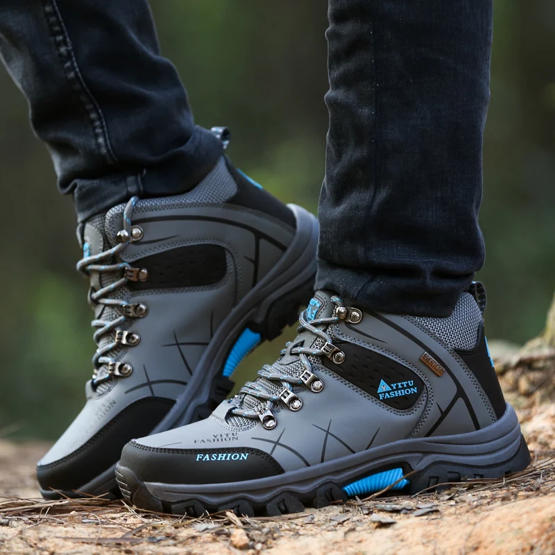 Genuine Leather Mountain Climbing Anti-slip Trekking Ankle Boot For Men Black S219-2189 15 PRISTINE