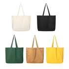 Cotton White Canvas Shopping Bag Custom Logo Recycle Reusable Foldable Green Yellow White Color Canvas Shopping Bag