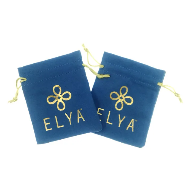 custom flannel drawstring jewelry pouch gift bag with gold foil