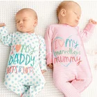 High quality long sleeve daddy & mommy I love you print stripe baby rompers/climb clothes