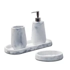 Hot sale eco friendly white marble resin bathroom accessories set 6 pieces