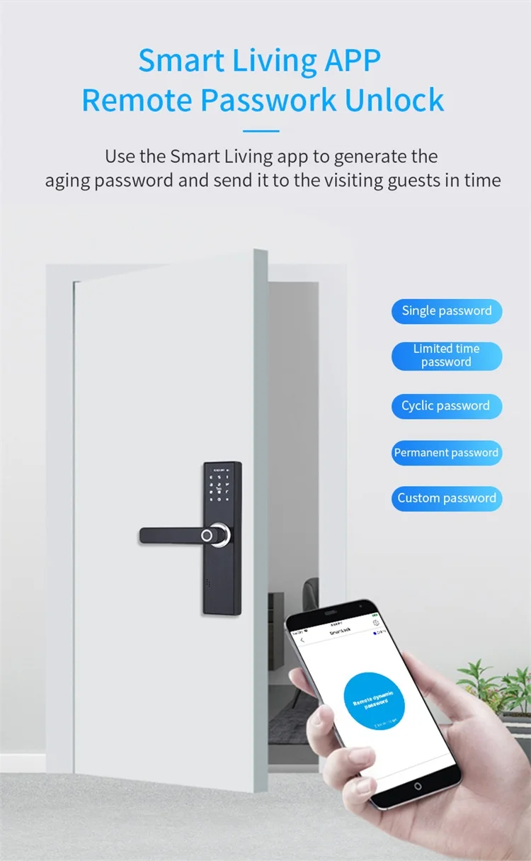 lanbon 智能家居智能电子门锁指纹门锁,处理数字无钥匙应用程序远程