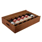 Wholesale Rack Large 6 Bottles Handle Slide Lids Custom China Pine Wine Wooden Box with Handholes