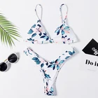Triangle Bikini Set Floral Print Push Up Swimsuit Thong Bathing Suit Beachwear Hot Sell