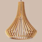 Indoor Modern decor Solid Wooden lampshade chandeliers pendant lights for hotel restaurant