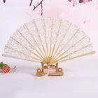 Fan Gift High Quality Bridal Lace Fan Custom Printed Wedding Lace Bamboo Hand Fan Party Decoration Gift Fan