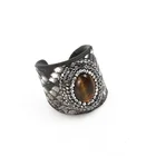 2020 Fashion jewelry leather ring high quality gold plated inlaid artificial gemstone adjustable ring for gift