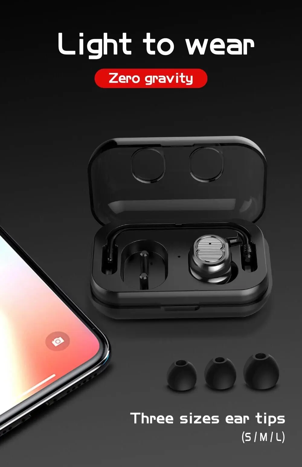 2019 hot selling TWS-X6 noise cancelling single earphone touching control wireless earbud with charging case - ANKUX.COM
