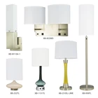 Brushed Nickel Hotel Bedroom Guestroom Fabric Shade Iron Lamp Nightstand Lamp with Outlet & USB Port