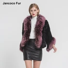 Latest Fashion Real Rabbit Fur Coat Silver Fox Collar Jacket Thick Warm Winter Outwear For Women