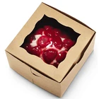 White and brown Fancy pet window High quality kraft bakery pastry cookie display packaging paper box