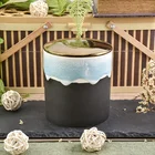 Cylinder custom candle votive holder church ceramic jar with metal lid wedding decoration suppliers