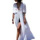 Chiffon Beach Kimono Cardigan Button Down Open Front Swimwear Bikini Cover Up