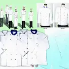 Wear Uniforms Cotton Chef Wear Uniforms Double Breasted Black SHANK BUTTONS White Fabric Workwear With Contrast Piping